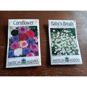 Vintage 2001 American Seed Co. 2 New Packets  Baby's Breath & Cornflower Unopen